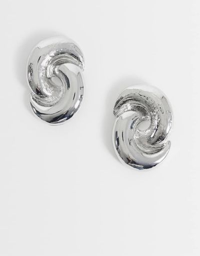 DesignB London DesignB London vintage inspired knot stud earrings in silver