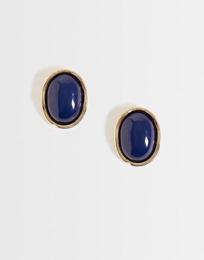 DesignB London DesignB London vintage style resin stud earrings in navy-GOLD