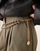 DesignB London DesignB London vintage style velvet chain belt in black and gold - 3