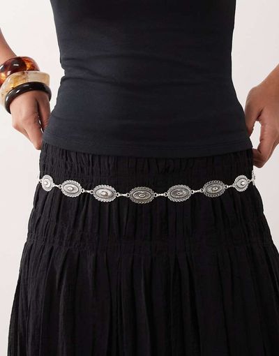 DesignB London DesignB London western hammered chain belt in silver