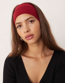 DesignB London DesignB London wide jersey headband in burgundy-Red