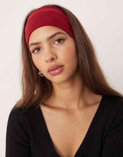 DesignB London DesignB London wide jersey headband in burgundy-Red