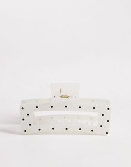 DesignB London DesignB London XL polka dot hair claw clip in black and white