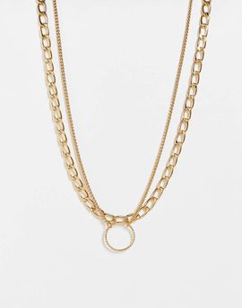 DesignB London DesignB pack of 2 necklaces with open circle in gold tone
