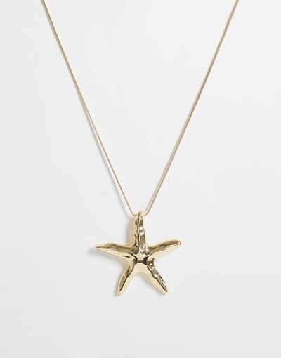 DesignB London DesignB starfish pendant necklace in gold tone
