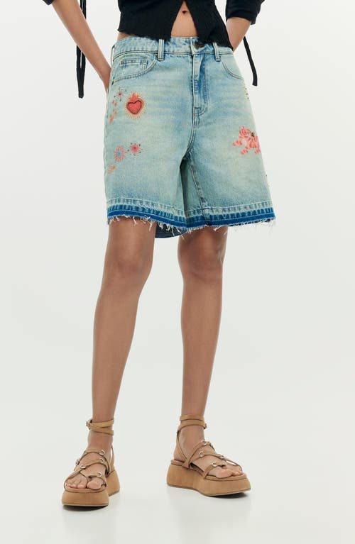 Desigual Desigual Beaded Appliqué Denim Shorts