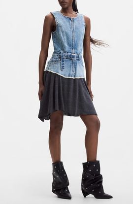 Desigual Desigual Belted Mixed Media Dress