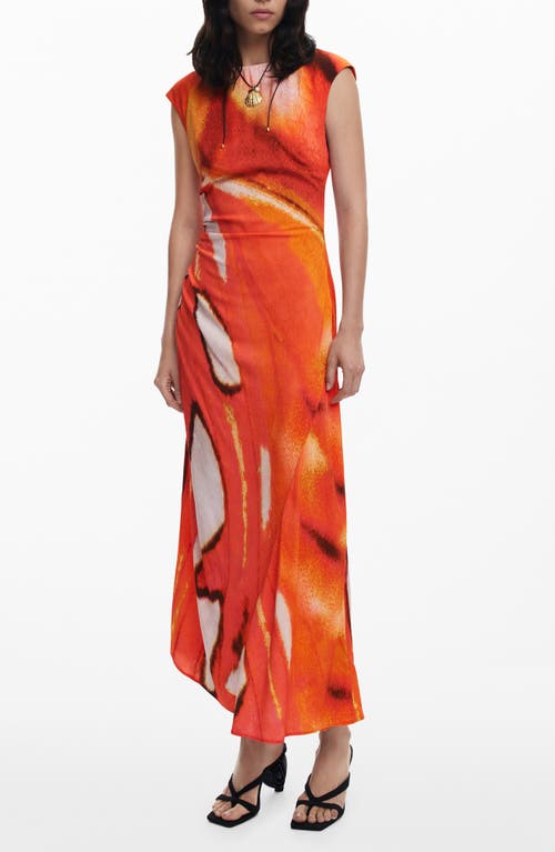 Desigual Desigual Cap Sleeve Ruched Maxi Dress