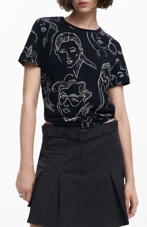 Desigual Desigual Caras Faces Print Cotton T-Shirt
