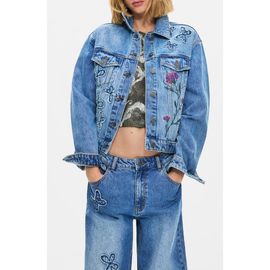 Desigual Desigual Embroidered Detail Denim Trucker Jacket