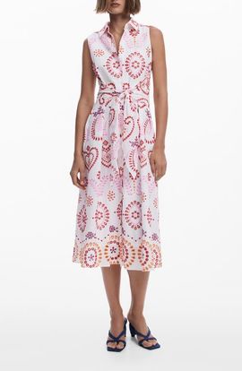 Desigual Desigual Embroidered Sleeveless Cotton Shirtdress