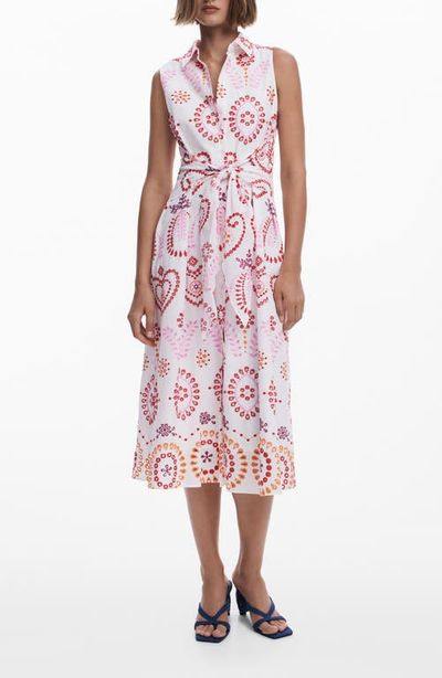 Desigual Desigual Embroidered Sleeveless Cotton Shirtdress