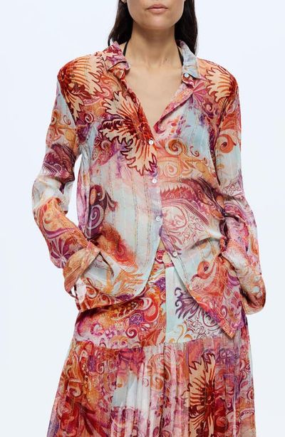 Desigual Desigual Embroidered Stripe Button-Up Top