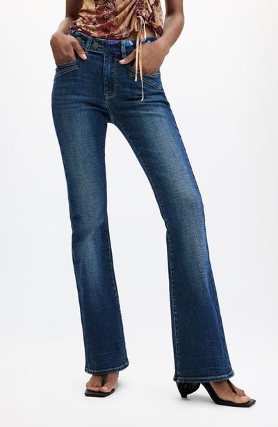 Desigual Desigual Embroidered Waistband Flare Leg Jeans
