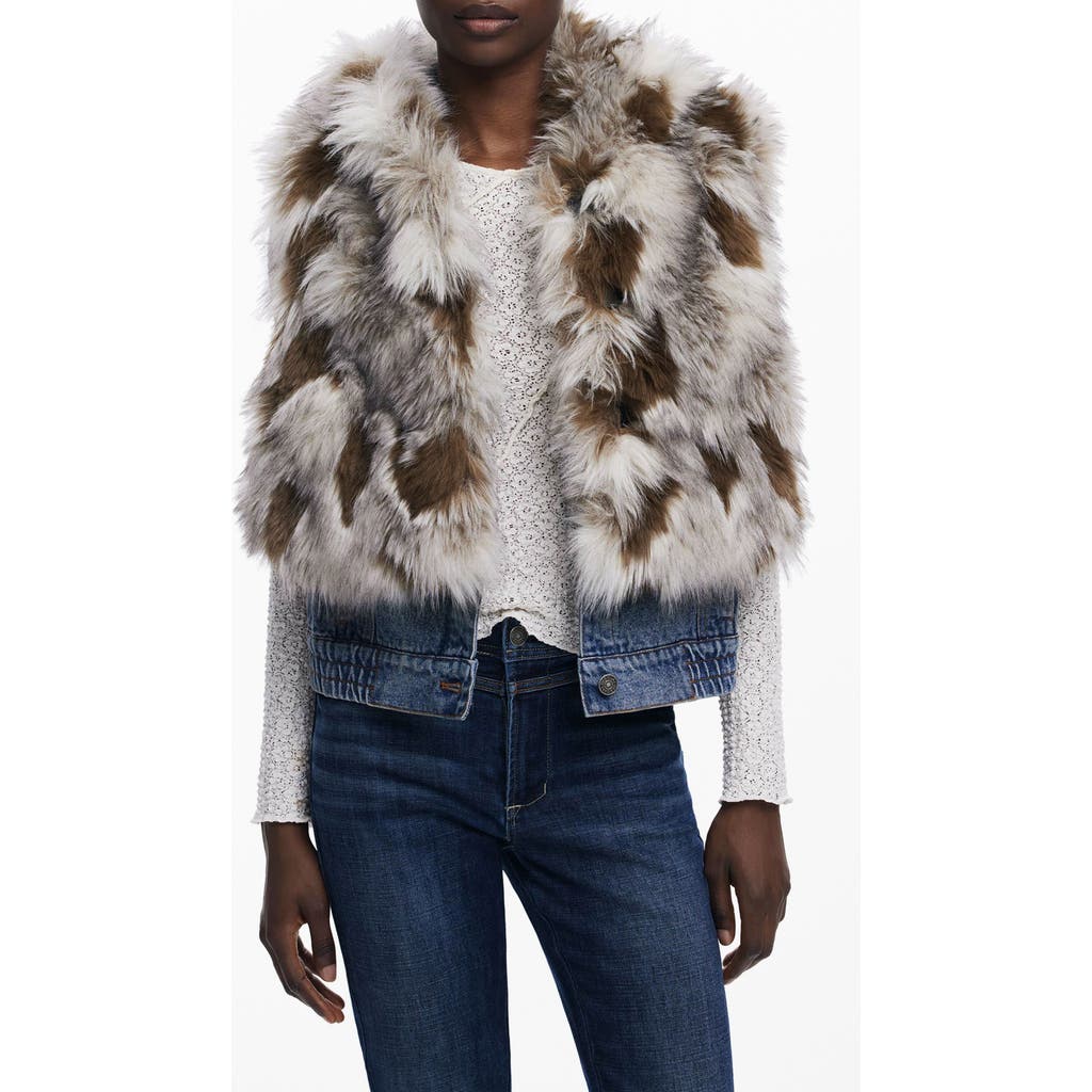 Desigual Desigual Faux Fur Denim Hooded Vest