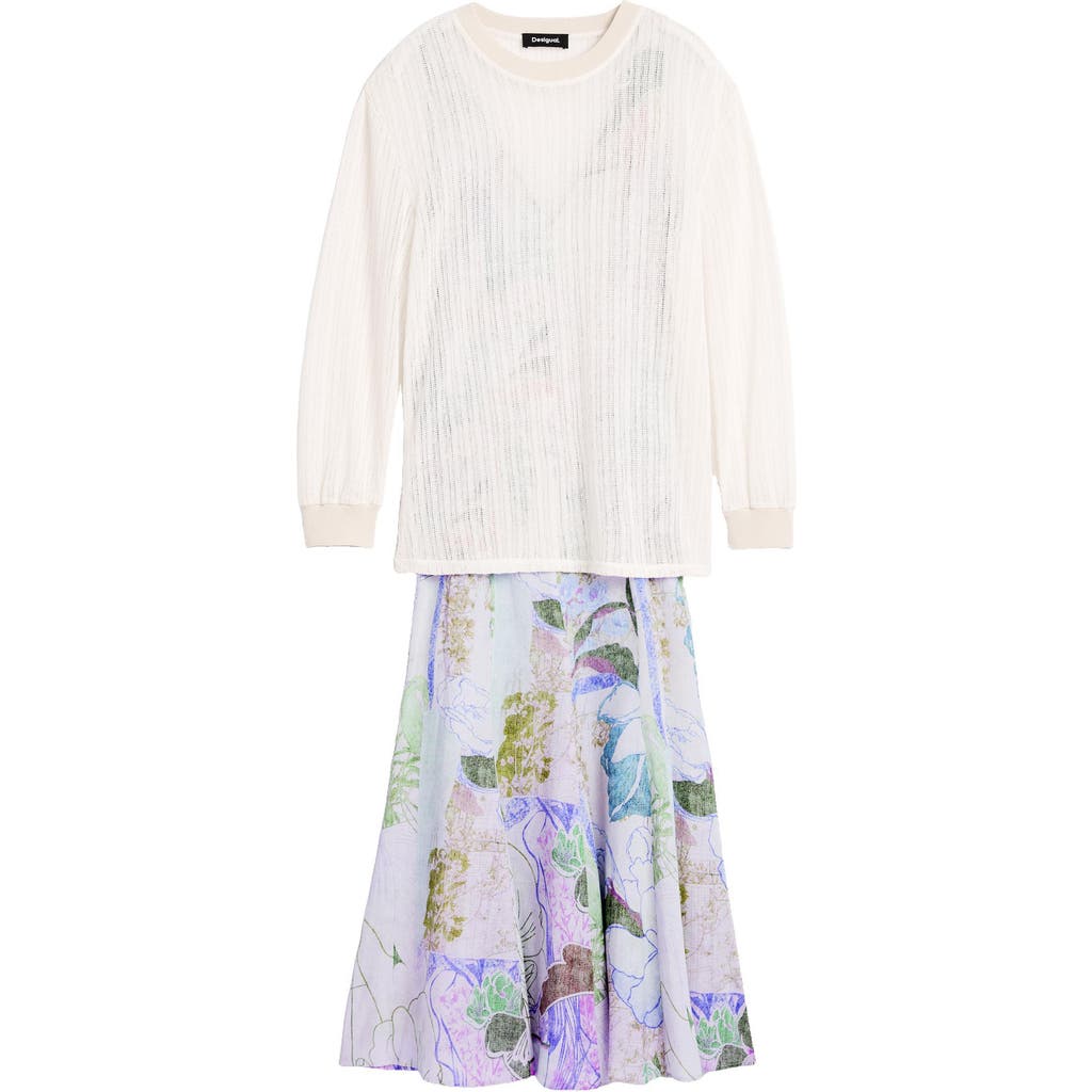 Desigual Desigual Floral Dress & Pointelle Sweater Set