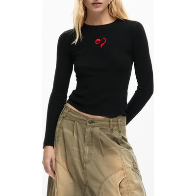 Desigual Desigual Floral Embroidery Long Sleeve T-Shirt