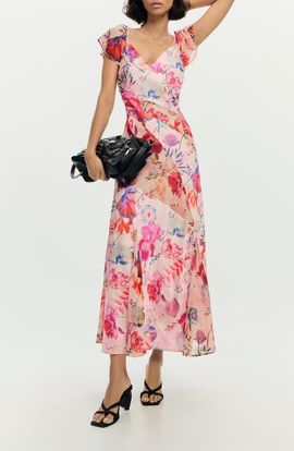 Desigual Desigual Floral Flutter Sleeve Chiffon Dress