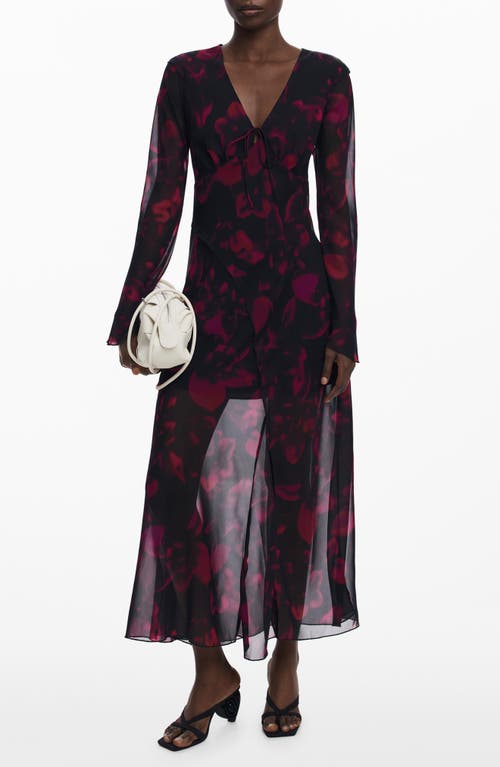 Desigual Desigual Floral Long Sleeve Mesh Maxi Dress