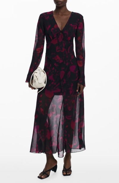 Desigual Desigual Floral Long Sleeve Mesh Maxi Dress