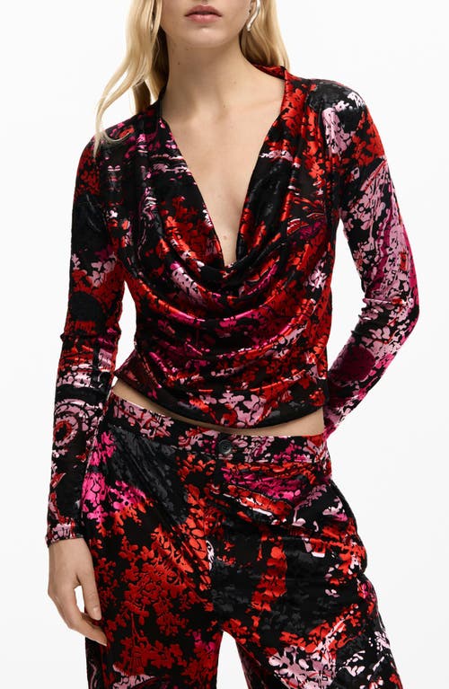 Desigual Desigual Floral Print Cowl Neck Long Sleeve Shirt