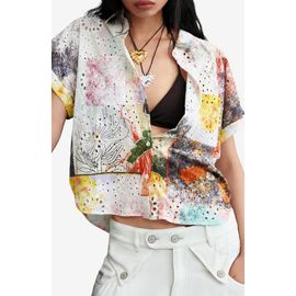 Desigual Desigual Floral Print Eyelet Button-Up Shirt