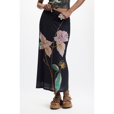Desigual Desigual Floral Print Jersey Maxi Skirt