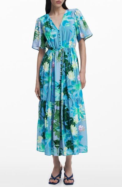 Desigual Desigual Floral Print Ruffle Hem Maxi Dress