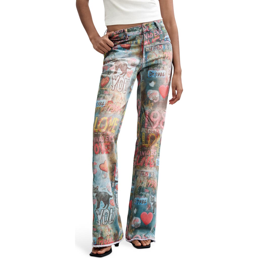 Desigual Desigual Graphic Flare Leg Jeans