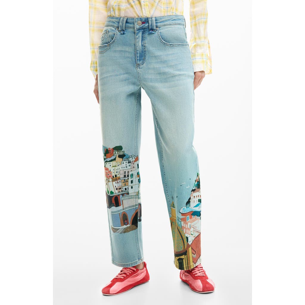 Desigual Desigual Graphic Print Ankle Taper Jeans