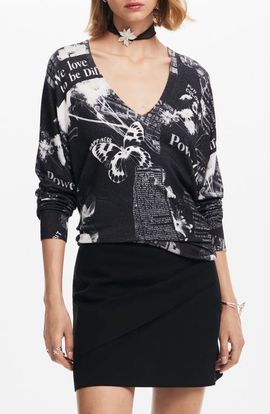 Desigual Desigual Kawartha Lakes Print V-Neck Sweater