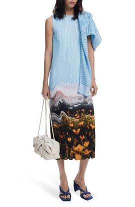 Desigual Desigual Landscape Plissé Shift Midi Dress