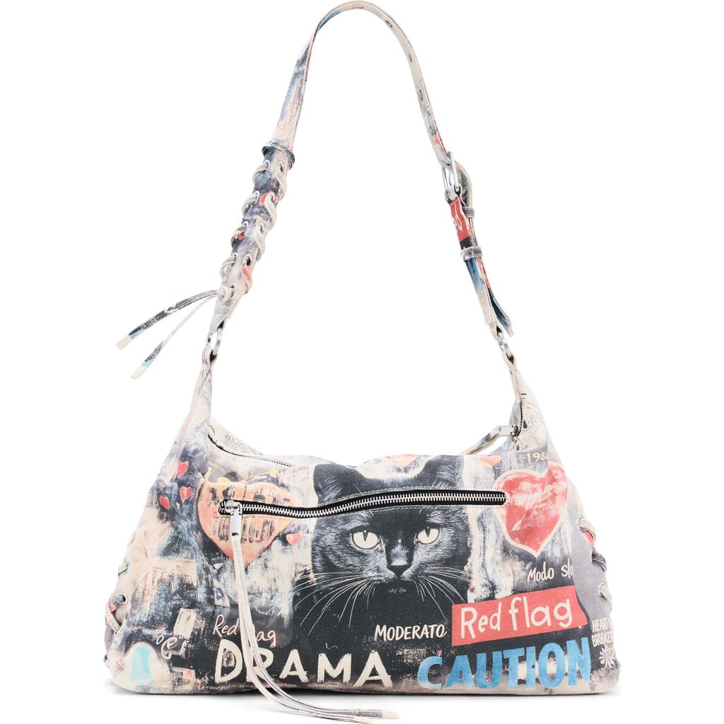 Desigual Desigual Large Mixed Print Denim Tote