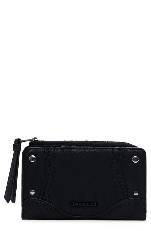 Desigual Desigual Medium Embroidered Faux Leather Bifold Wallet