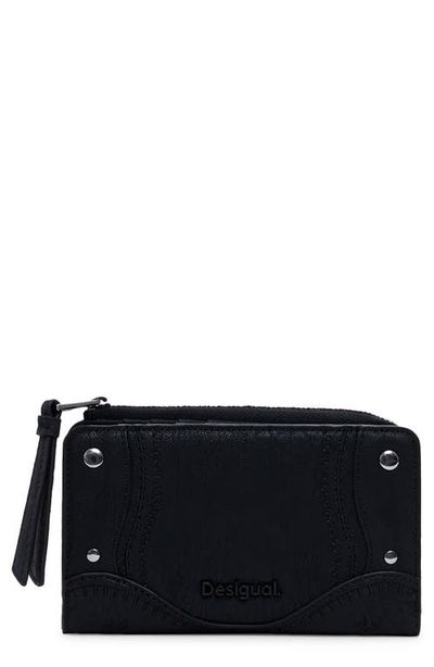 Desigual Desigual Medium Embroidered Faux Leather Bifold Wallet
