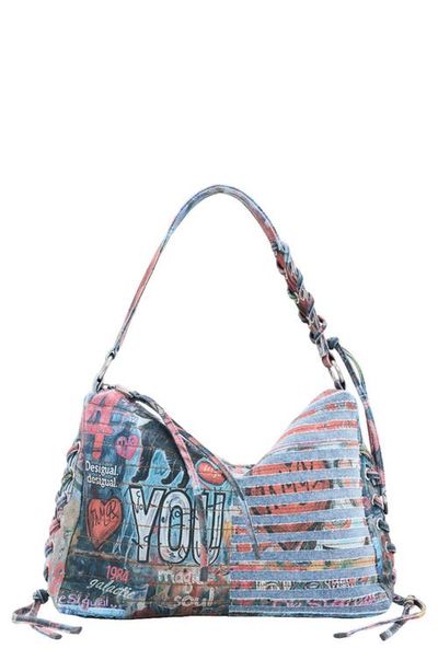 Desigual Desigual Medium Mixed Bring Denim Shoulder Bag