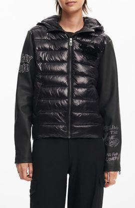 Desigual Desigual Mickey Mouse Mixed Media Puffer Coat