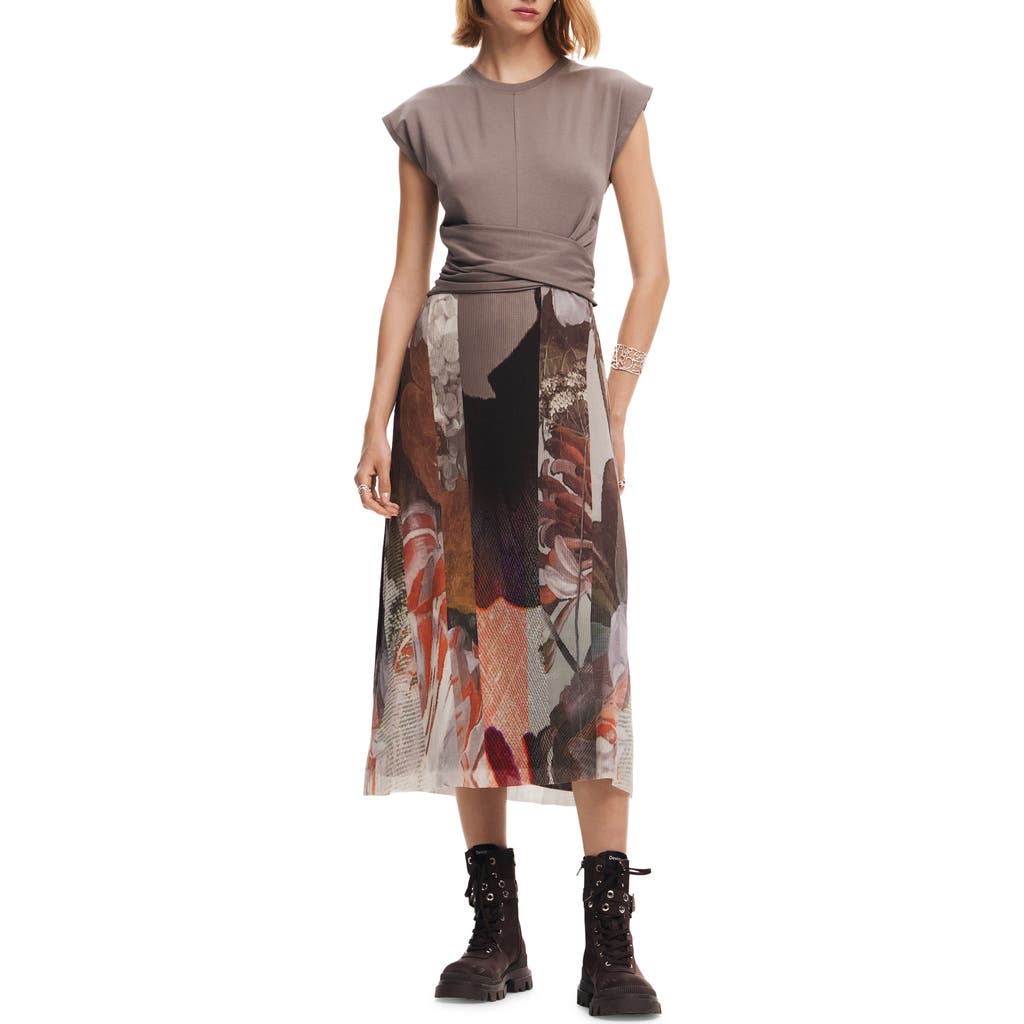 Desigual Desigual Mixed Media T-Shirt Midi Dress