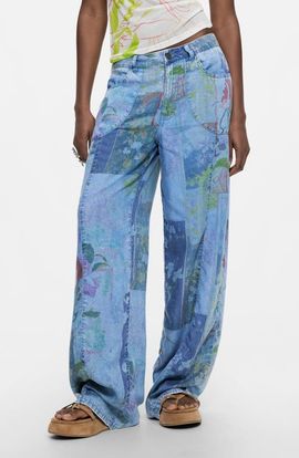 Desigual Desigual Mixed Print Denim Pants