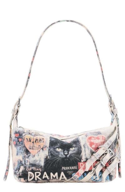 Desigual Desigual Mixed Print Denim Shoulder Bag