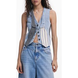Desigual Desigual Patchwork Crop Denim Vest