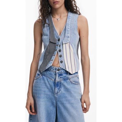 Desigual Desigual Patchwork Crop Denim Vest