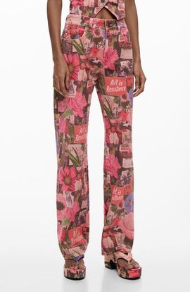 Desigual Desigual Patchwork Print Straight Leg Jeans