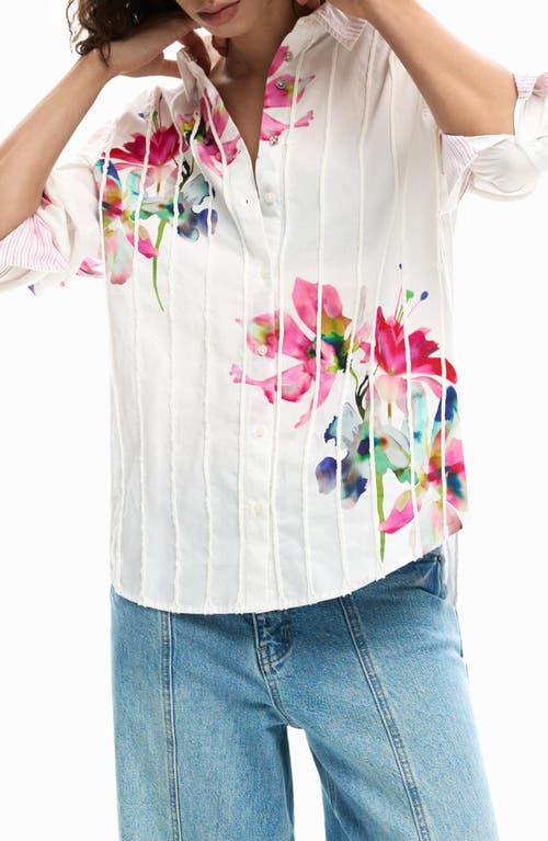 Desigual Desigual Placement Print Cotton Button-Up Shirt