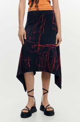 Desigual Desigual Print Handkerchief Hem Skirt