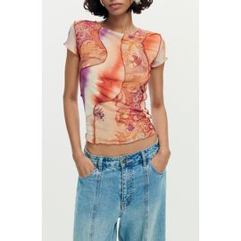 Desigual Desigual Print Mesh Crop Top