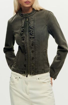 Desigual Desigual Ruffle Detail Denim Jacket