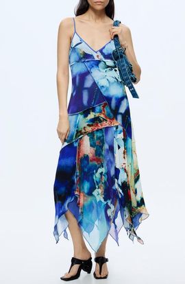 Desigual Desigual Sleeveless Handkerchief Hem Midi Dress