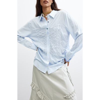 Desigual Desigual Smocked Striped Long Sleeve Shirt