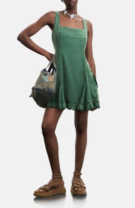 Desigual Desigual Square Neck Ruffle Hem Minidress